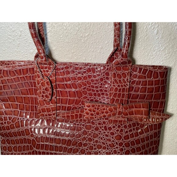 MSC Faux Alligator Leather Purse Handbag, Main Street Collection 14 X 12" Tote - Picture 2 of 11